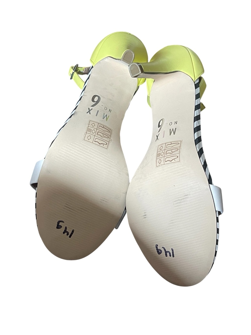 Mix No. 6 Striped Black-and-White heel with Yellow Ankle Strap - Picture 4 of 5